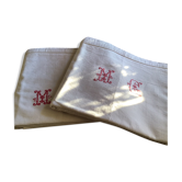 Paire de draps de campagne en toile blanche