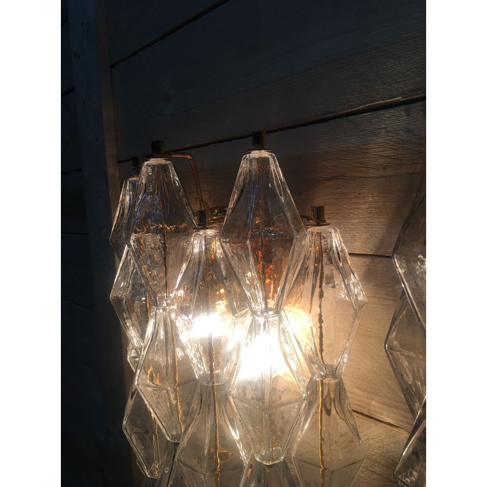 A pair of 2 Murano Glass "poliedri " wall sconce with a gold by SimoEng