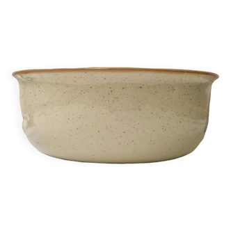 Beige speckled stoneware salad bowl Tulowice Poland 1970