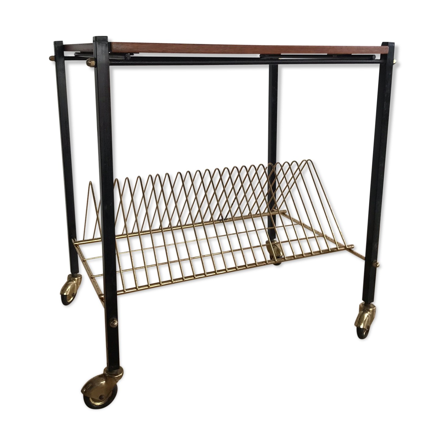 Vintage vinyl coffee table on wheels 1960