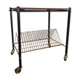 Vintage vinyl coffee table on wheels 1960