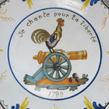 Geo Matel earthenware plate copy of old Nevers model 'I sing for freedom'