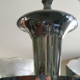 Art deco chandelier in chromed metal and glass 6 arms of lights