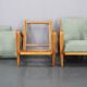 1960s Kozelka and Kropacek Restored Pair of Oak Armchairs, Rare Model