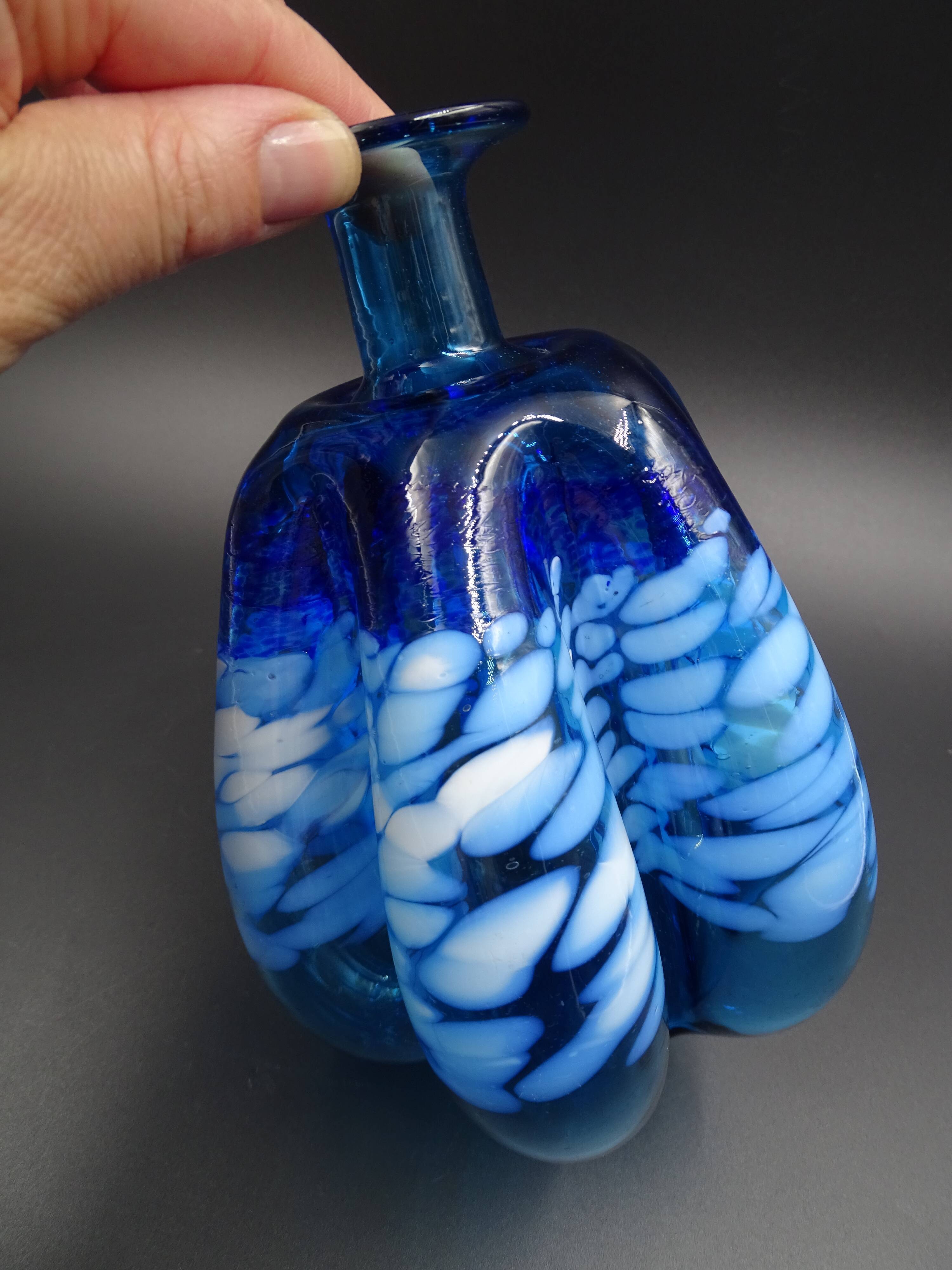 Blue glass vase and touches of white
