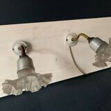 Pair of old wall lights, glass and iron tulip, 1920