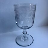 Set of 6 mismatched crystal wine glasses engraved 30-40s