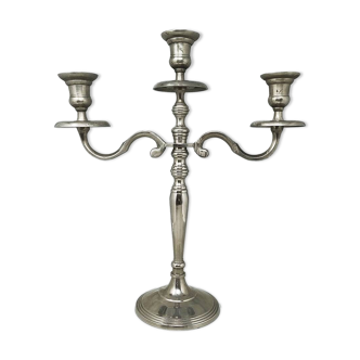 1950s Stunning Candelabra for Three Candles in Stainless Steel. Handmade. Made in Italy