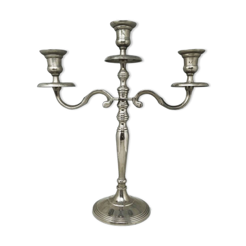 1950s Stunning Candelabra for Three Candles in Stainless Steel. Handmade. Made in Italy