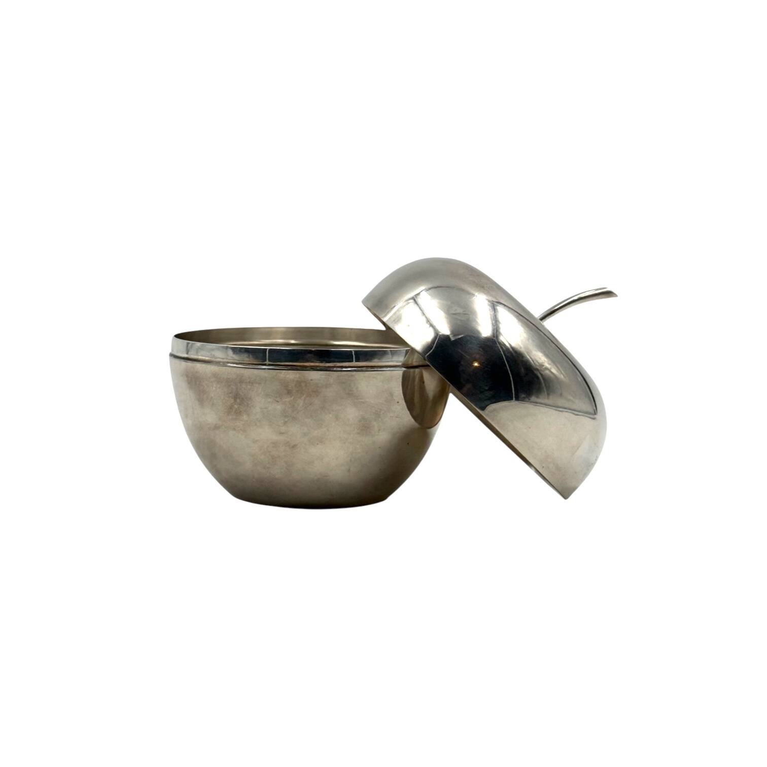 Modern silver-plated apple shaped decorative box, Christofle France 1970s