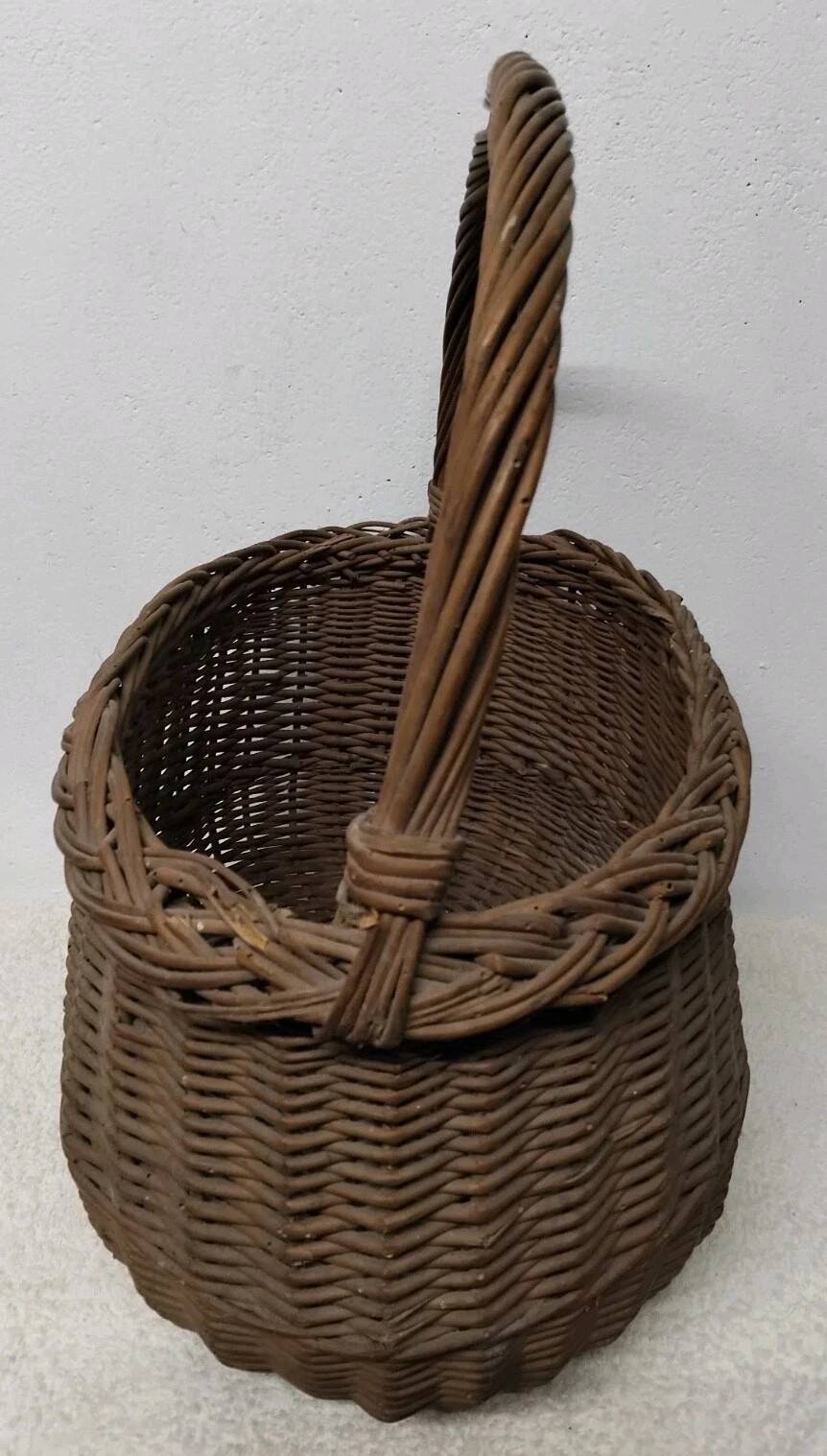 Antique Wicker Basket with Vintage Handle