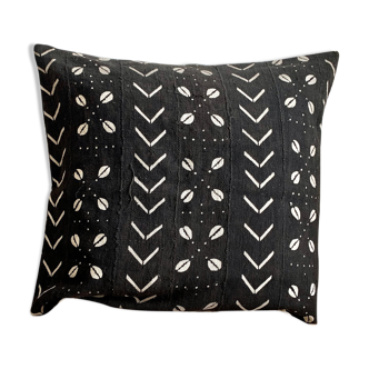 Black bogolan pouf floor cushion