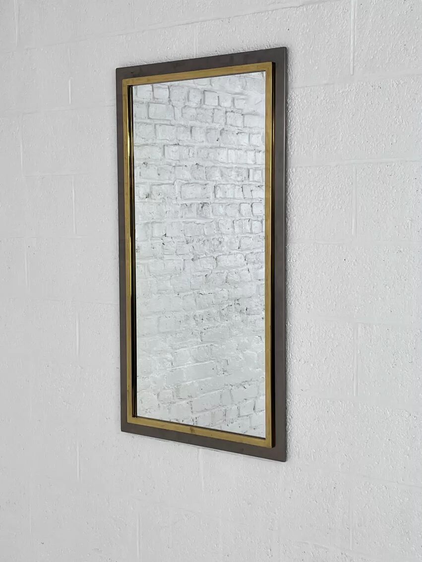 Vintage mirror in varnished metal and brass by BelgoChrome