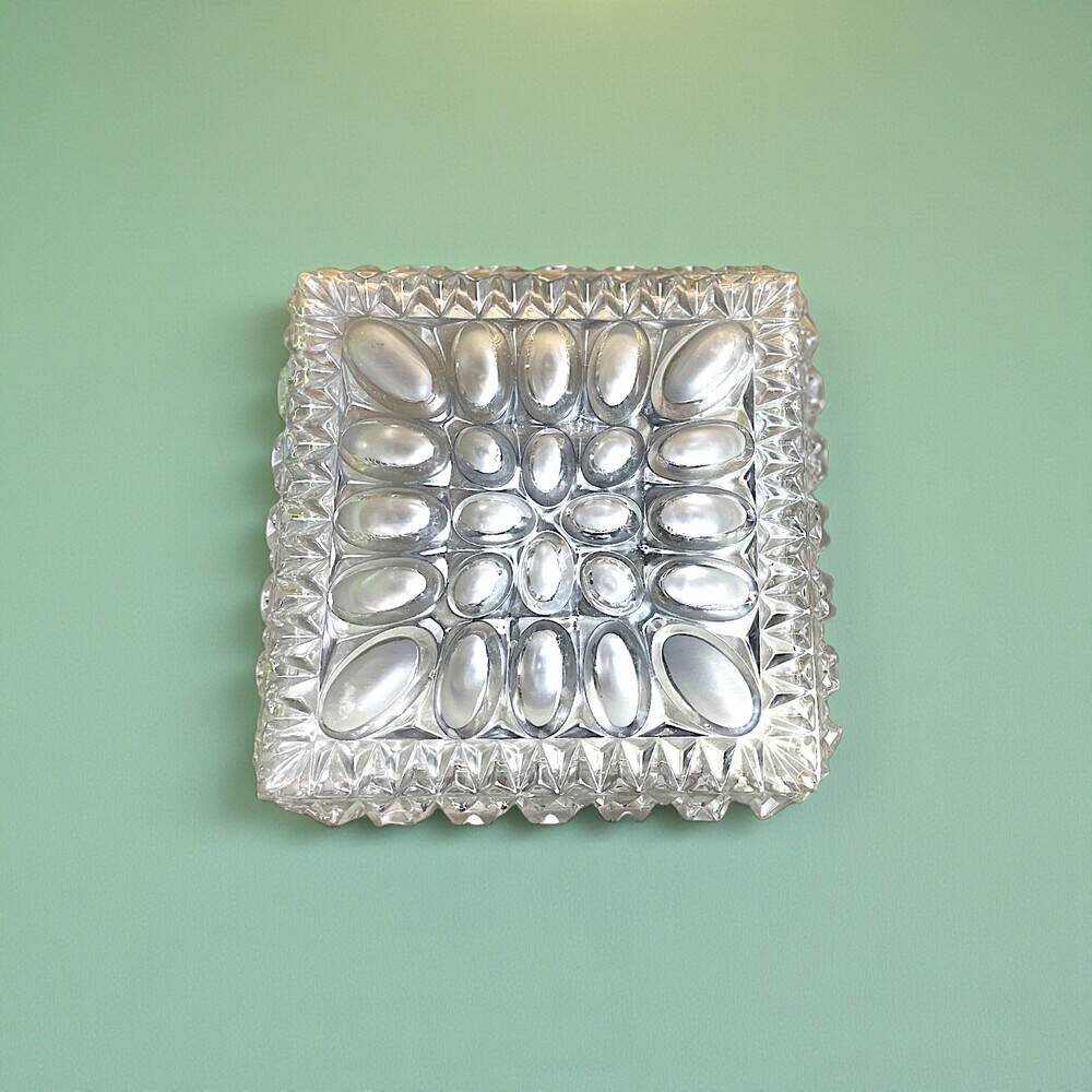 Square glass flush mount ceiling light or wall sconce