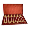 12 silver-gilt mocha spoons, with its case