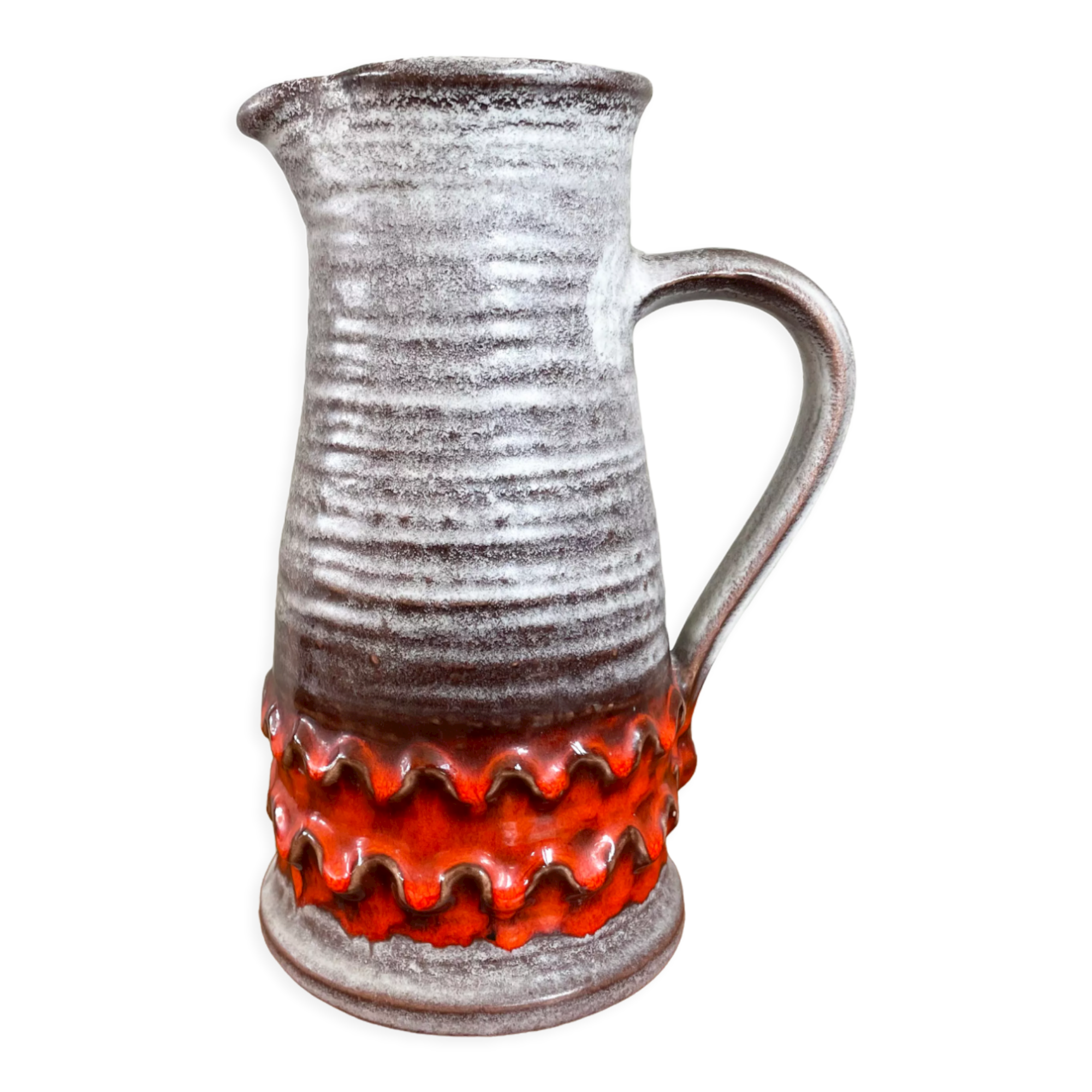 Jasba orange-grey vase/jug, bunte welt der keramik (colorful world of ceramics), west german pottery