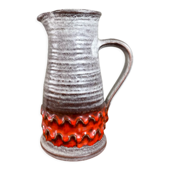 Jasba orange-grey vase/jug, bunte welt der keramik (colorful world of ceramics), west german pottery