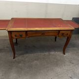 Louis XV Style Desk - Cherry Wood - Red Leather Top - with Extensions