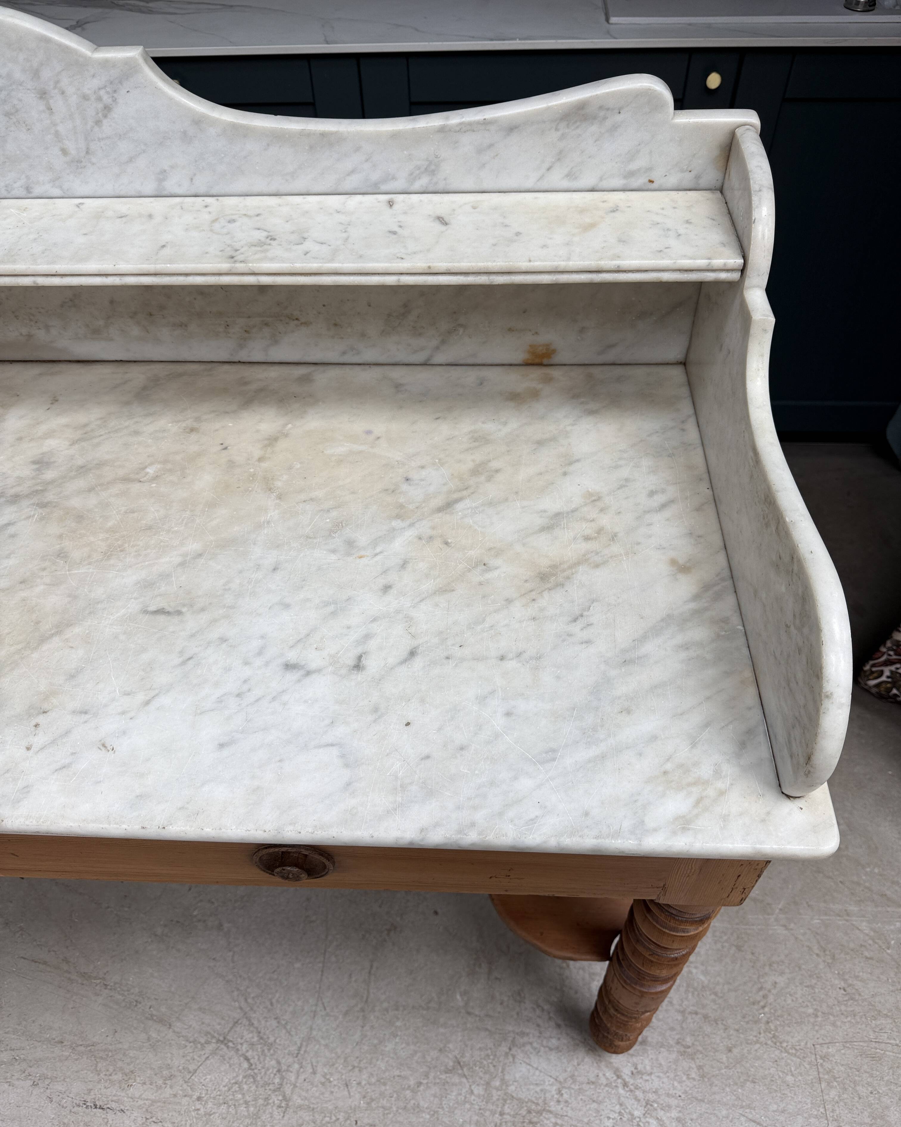 Antique pine and marble toilet furniture (renovated)