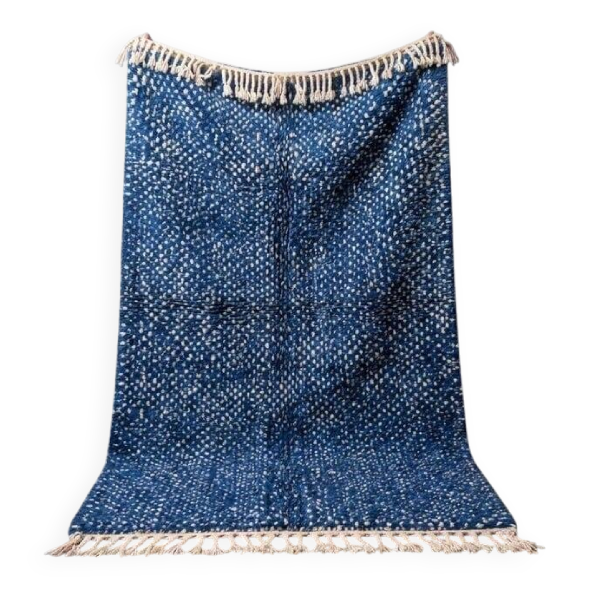Large traditional handmade pure wool Berber rug 3/4 m