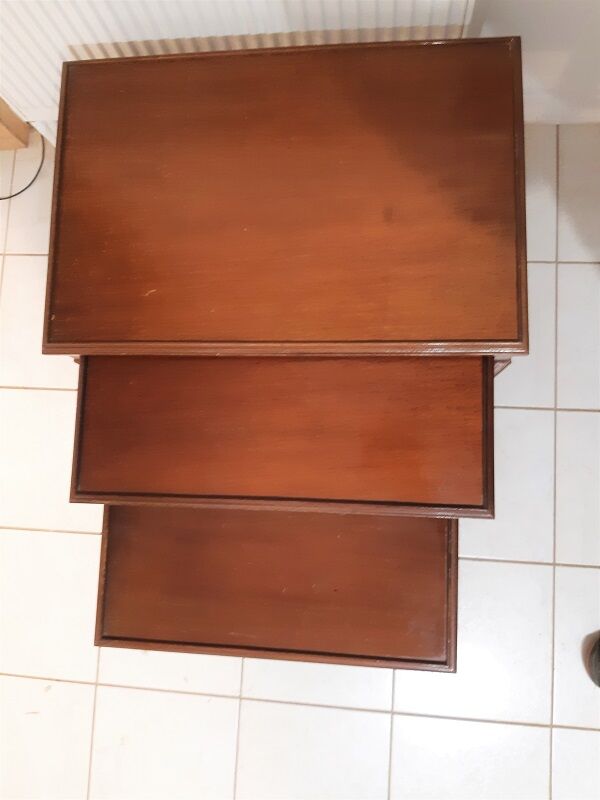 3 30s mahogany pull-out tables in their juice