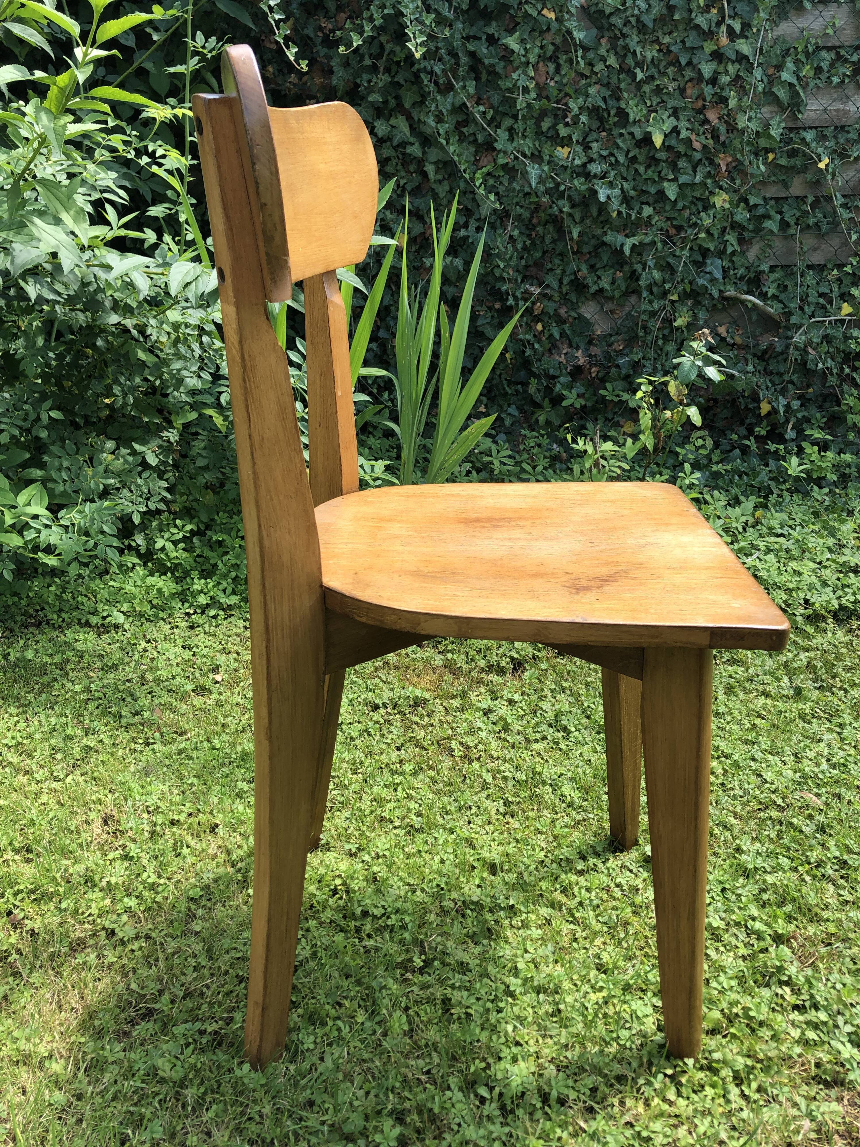 Chaise scandinave bois clair années 70 vintage