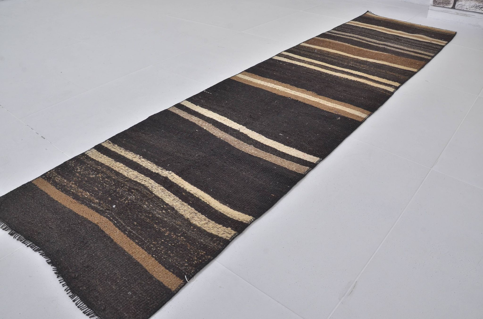 Tapis Kilim à rayures anatoliennes vintage sku3880