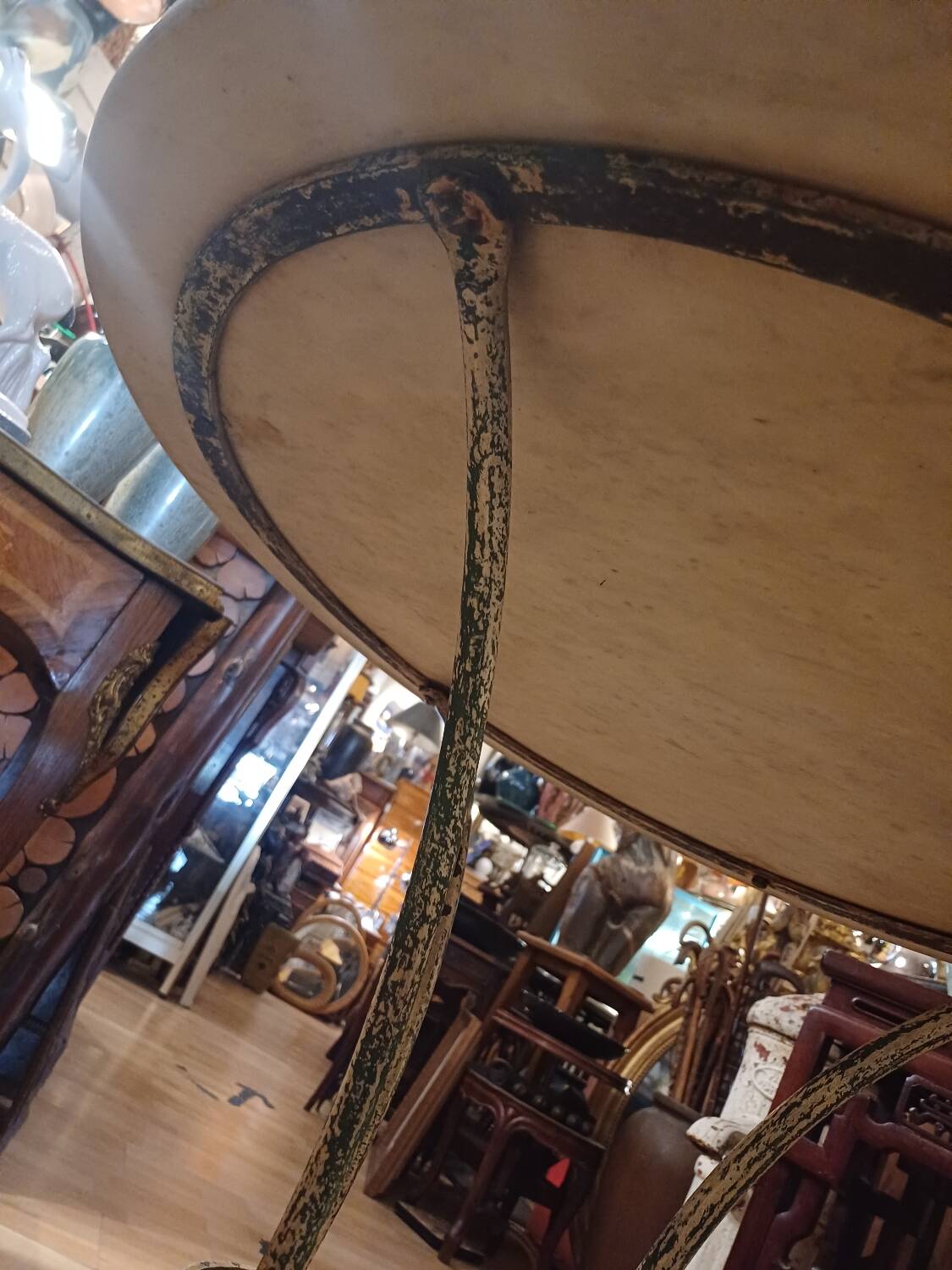 Large bistro pedestal table, 70 cm in diameter, circa 1900.