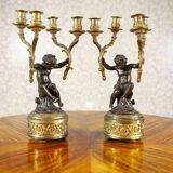 Bronze Four-Armed Candelabras, Set of 2
