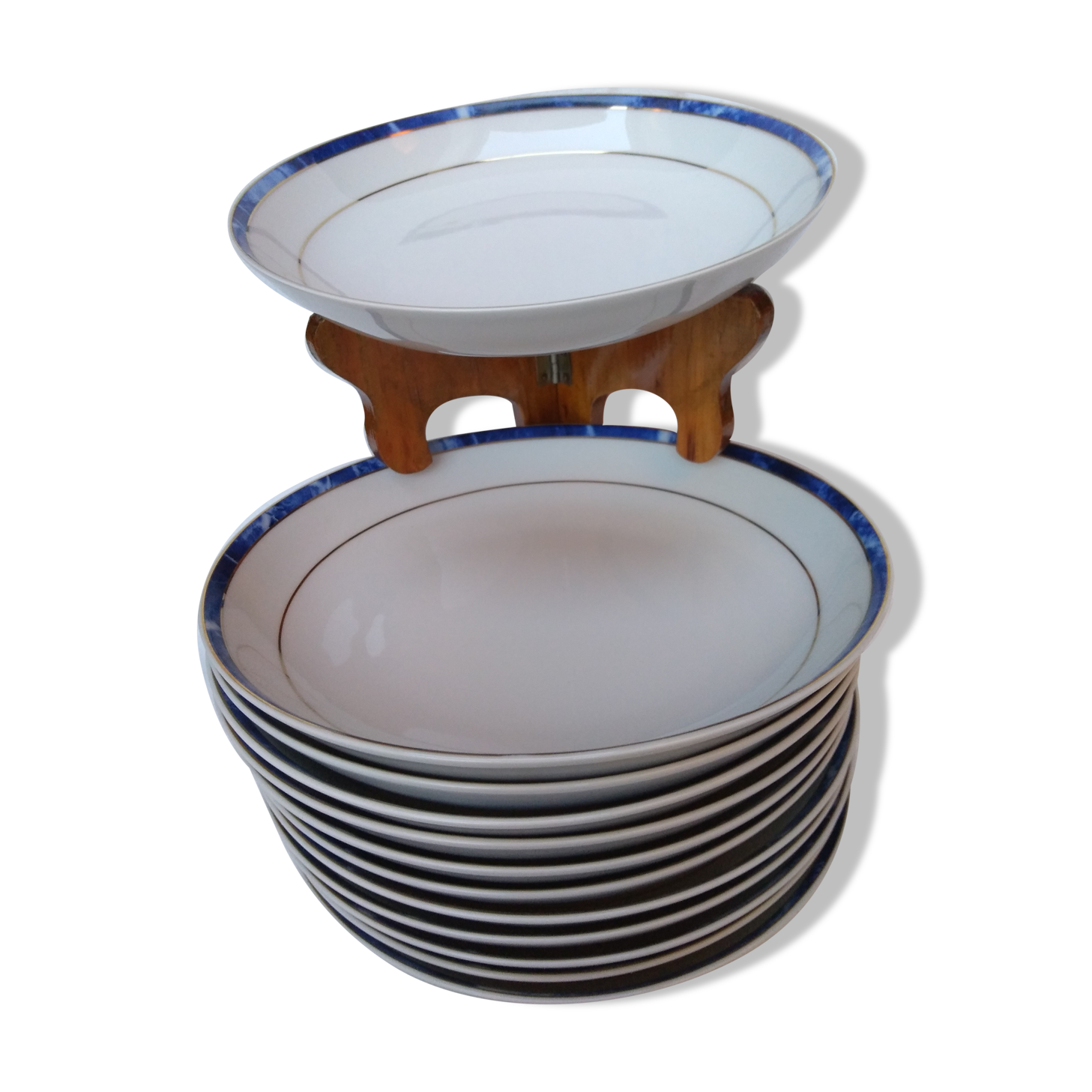 Service 12 hollow plates porcelain Vintage 80s/90s