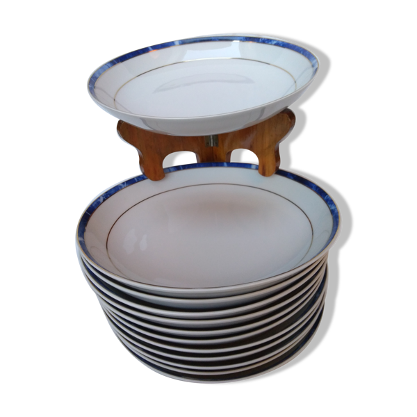 Service 12 assiettes creuses porcelaine Vintage années 80/90