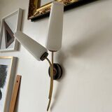 Black and gold metal wall and white opalines sconce