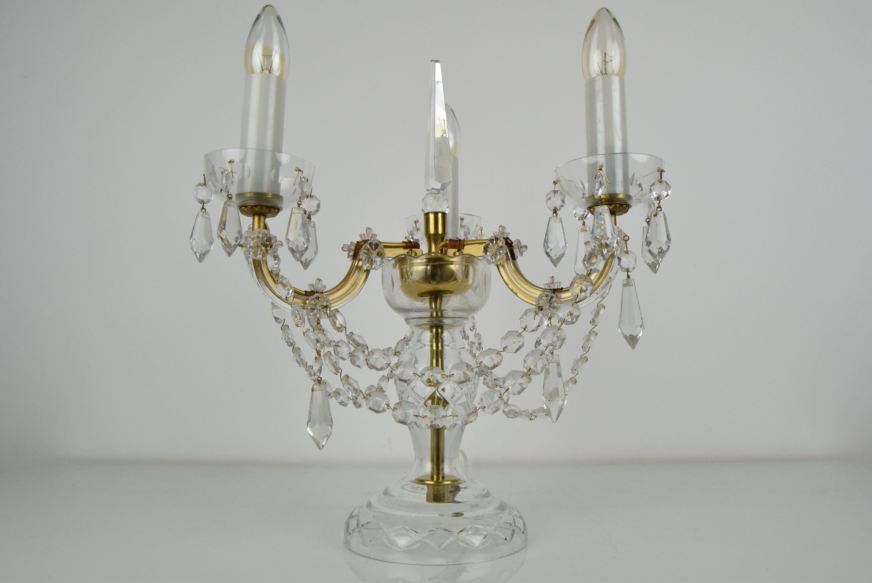 Mid-century Crystal Glass Table Lamp  by kamenicky Senov,1960's.