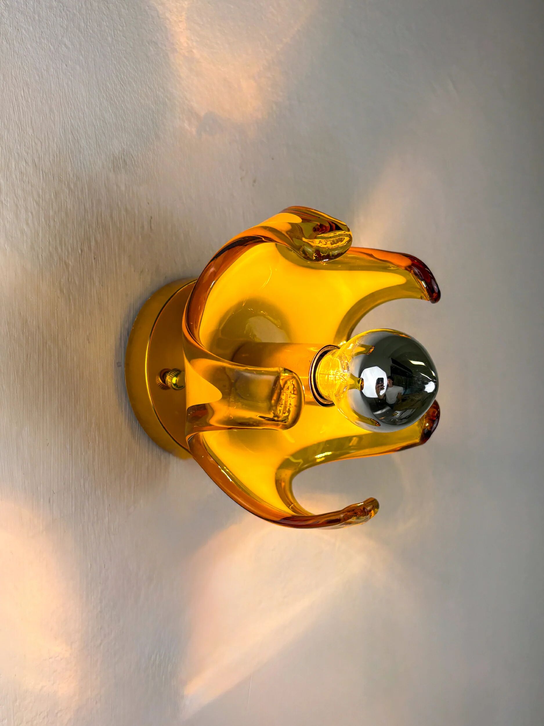 Carlo Nason sconce for Mazzega Murano, orange Murano blown glass Italy, 1970s