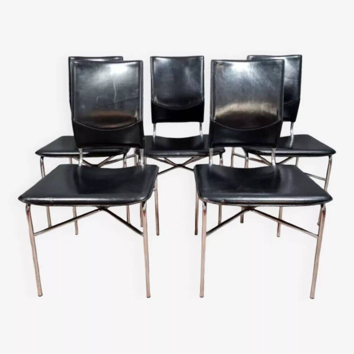 Suite de 5 chaises de salle à manger par Ross Littell pour Matteo Grassi