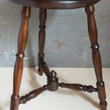 Vintage turned solid wood tripod stool