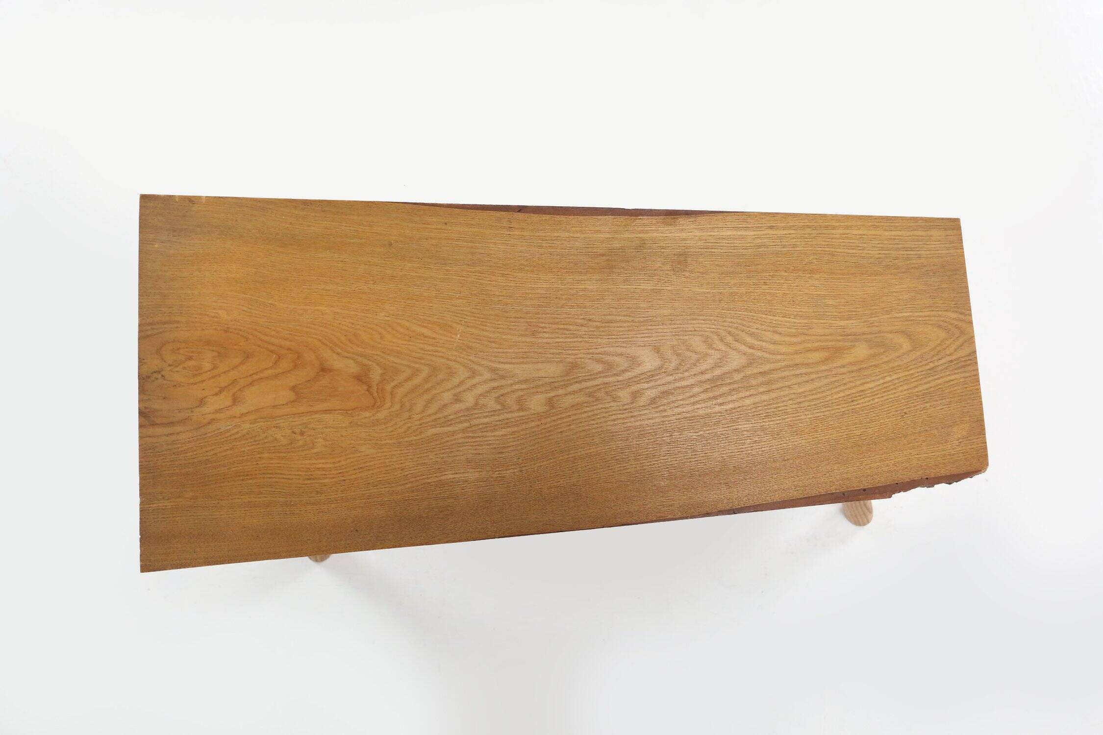 Brutalist tree trunk coffee table in solid oak, ca. 1950
