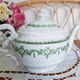 Service à thé en porcelaine anglaise, vert et or , antique
