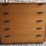 Vintage chest of drawers 1980's blond beech 5 drawers