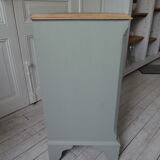 Vintage chest of drawers green of gray, 4 drawers, wooden top