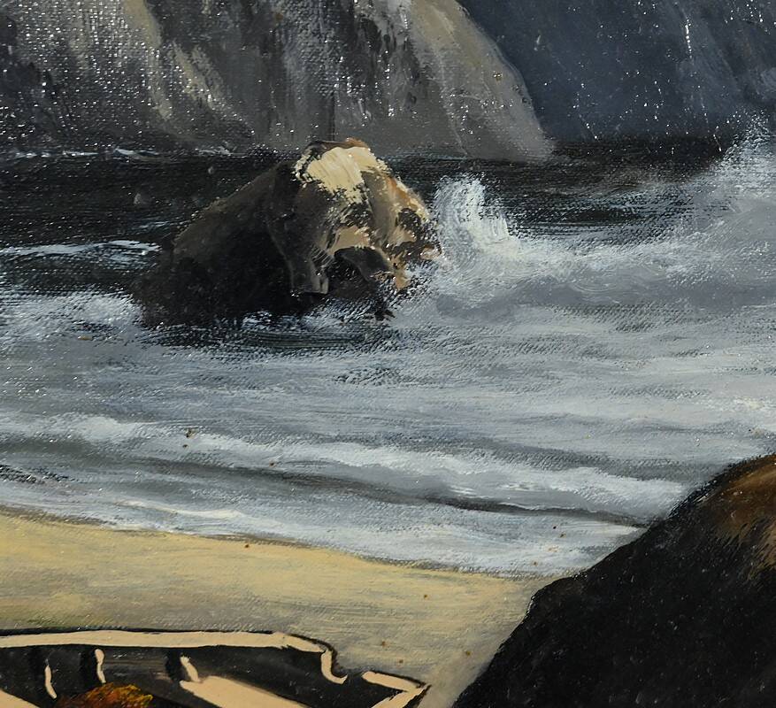Grande Huile sur Toile Marine signée F. Carbu – XXe