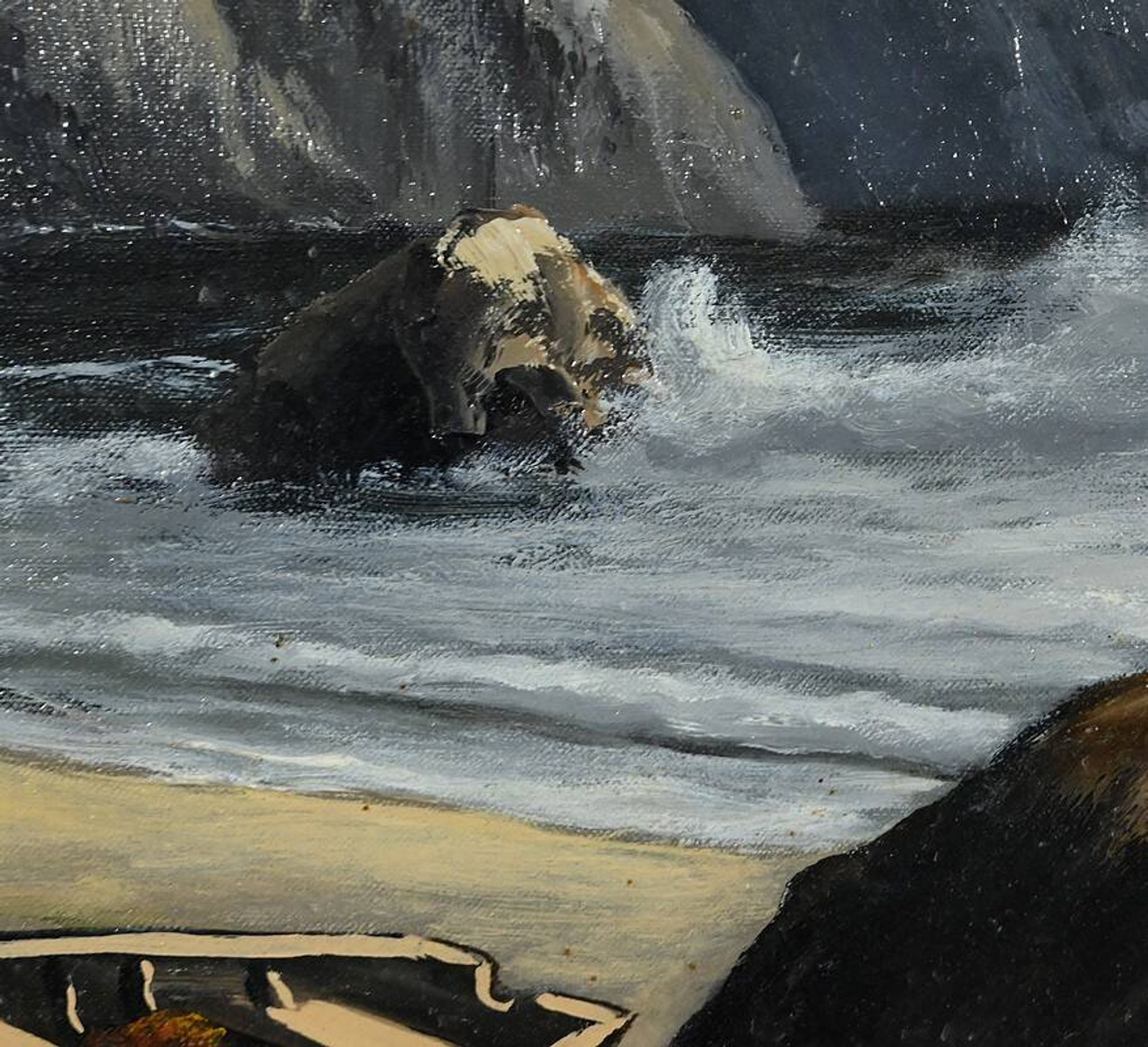 Large Oil on Marine Canvas signed F. Carbu – 20th