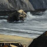 Large Oil on Marine Canvas signed F. Carbu – 20th