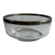 Glass and silver-plated metal salad bowl, silver rim.