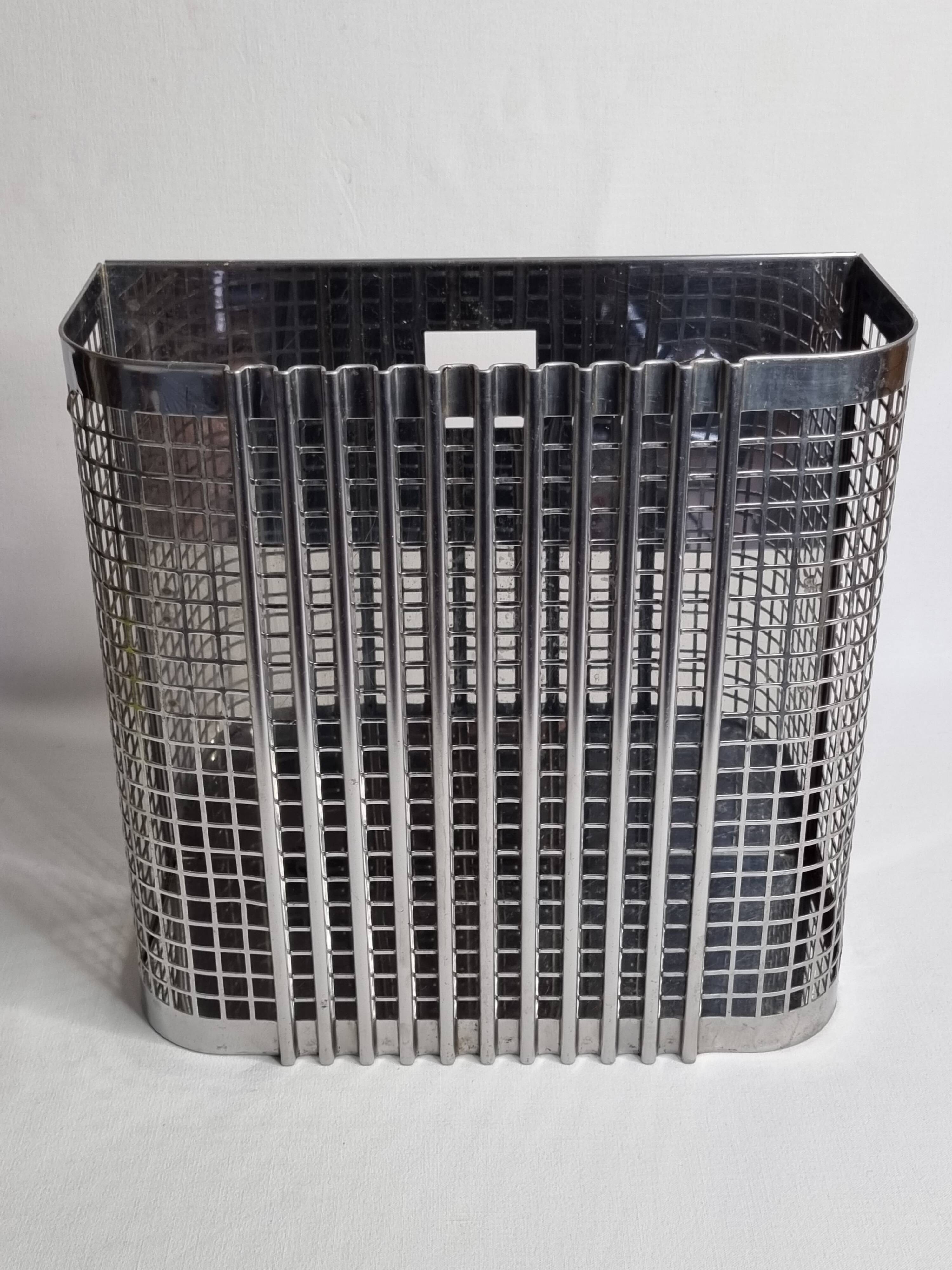 Chromed steel industrial wall paper basket, 60s