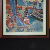 Oil on canvas "Breton fishermen" signed Gene.