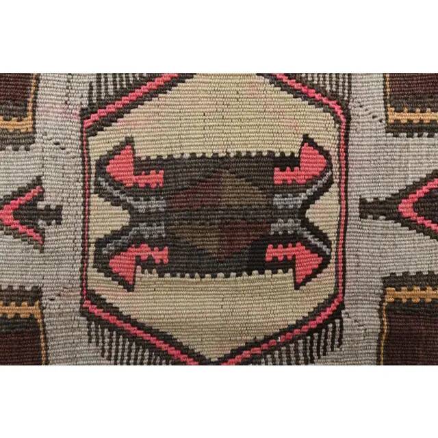 Vintage Turkish Oushak handmade wool cotton brown runner rug 168x395