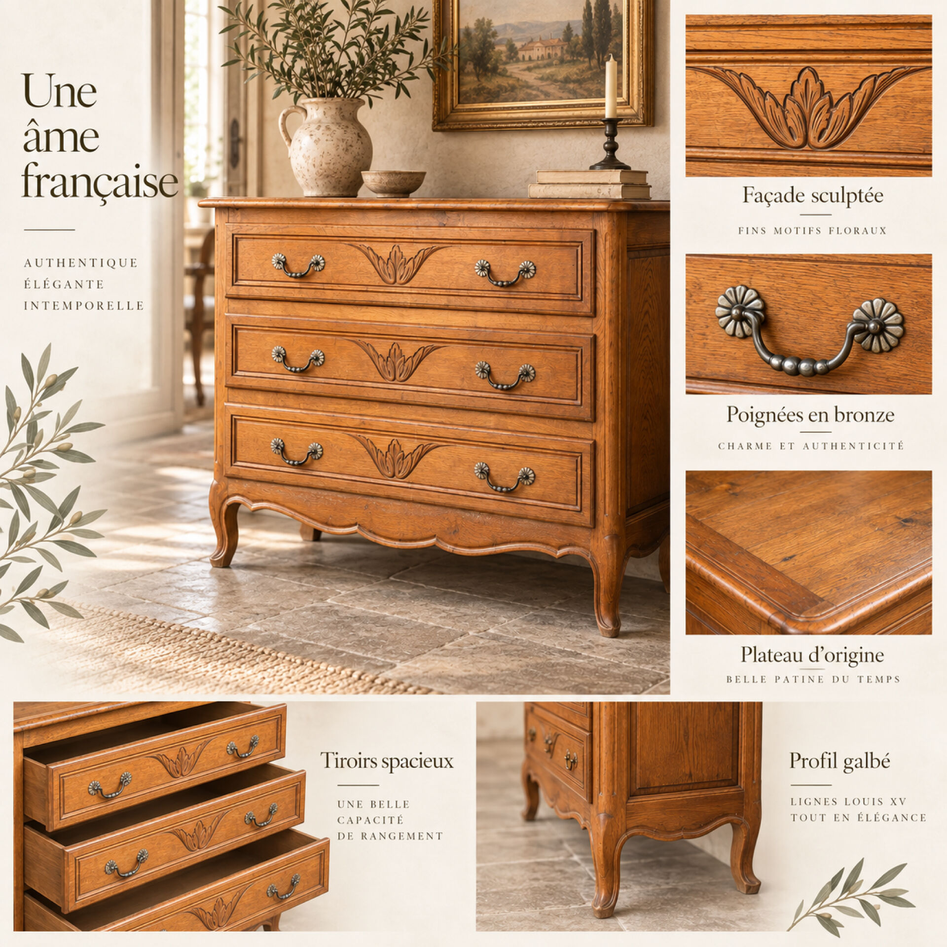 Commode ancienne style Louis XV - Scandinave 
