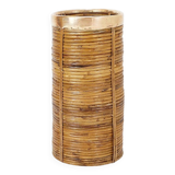 1970's Rattan and Brass Umbrella Stand