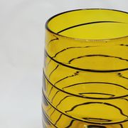 Vintage Murano Vase Mid Century Blown Glass Yellow Brown Spiral Style Ve
